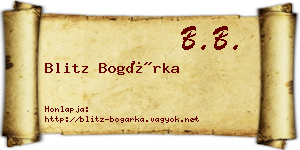 Blitz Bogárka névjegykártya